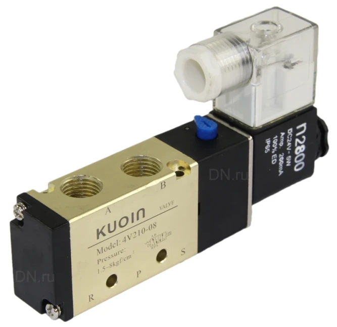 Пневмораспределитель 4V210-08 AC24V 1/4″ моностабильный, пятиканальный, для шиберных задвижек с пневмоцилиндром в Омске
