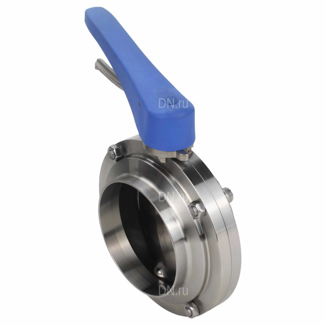 Затвор дисковый поворотный WBV3131E-2W-W-H Ду50 Ру10 под приварку, пищевая нержавеющая сталь 304, уплотнение – EPDM, с рукояткой в Омске