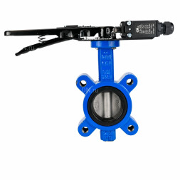 Затвор дисковый поворотный WBV1631N-2W-Fb-H Ду65 Ру16 LUG межфланцевый, корпус - чугун QT450, диск - нержавеющая сталь AISI 304, уплотнение - NBR, с рукояткой и двумя концевыми датчиками LS-103 250В