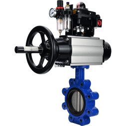 Затвор дисковый поворотный WBV1631N-2W-Fb-H Ду125 Ру16 LUG корпус - чугун QT450, диск - нержавеющая сталь 304, уплотнение - NBR, с пневмоприводом PA-DA-105-1, пневмораспределителем 4M310-08 AC220V, БКВ APL-410N EX и БПВ AFC2000