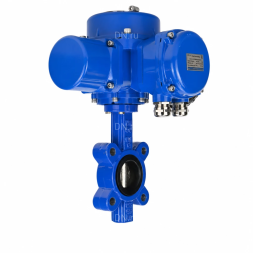 Затвор дисковый поворотный WBV1616N-2W-Fb-H Ду100 Ру16 LUG межфланцевый, корпус - чугун QT450, диск - чугун QT450, уплотнение - NBR, с электроприводом QT-N-010M-O2-380VAC-У1 с моментной муфтой и штурвалом