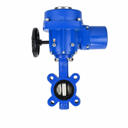 Затвор дисковый поворотный WBV1616N-2W-Fb-H Ду100 Ру16 LUG межфланцевый, корпус - чугун QT450, диск - чугун QT450, уплотнение - NBR, с электроприводом QT-N-010M-O2-380VAC-У1 с моментной муфтой и штурвалом