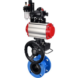 Затвор дисковый поворотный WBV1313E-2W-F-H Ду50 Ру16 фланцевый, корпус - чугун GGG40, диск - чугун GGG40, EPDM, с пневмоприводом PA-DA-105, пневмораспределителем 4M310-08 AC220V, БКВ APL-210N, ручным дублером MON1-250-T26-ISO и БПВ AFC2000
