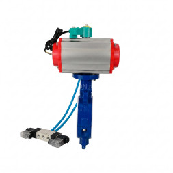 Затвор дисковый поворотный WBV3434Pf-2W-Fb-H Ду80 Ру16 корпус - углеродистая сталь WCB, диск - углеродистая сталь WCB, футерованный PTFE, уплотнение - PTFE, с пневмоприводом PA-SA-105, 4V320-08 AC220V и ALS200D