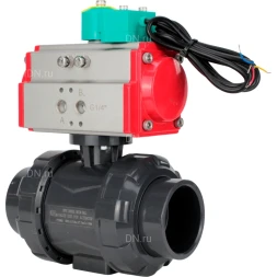 Кран шаровой BV4242E-FP-GRM-ISO Дн100 Ру10 полнопроходной, корпус - НПВХ, шар - НПВХ, уплотнение - EPDM, с пневмоприводом PA-DA-065 и магнитным переключателем ALS200D