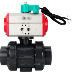 Кран шаровой BV4242E-FP-GRM-ISO Дн100 Ру10 полнопроходной, корпус - НПВХ, шар - НПВХ, уплотнение - EPDM, с пневмоприводом PA-DA-065 и магнитным переключателем ALS200D