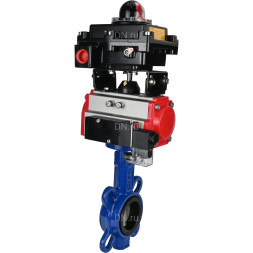 Затвор дисковый поворотный WBV1432E-2W-Fb-H Ду300 Ру16, корпус - чугун GGG50, диск - нержавеющая сталь 316L, уплотнение - EPDM, с пневмоприводом PA-SA-210 с возвратными пружинами, пневмораспределителем 4M310-08 DC24V, БКВ APL-410N EX