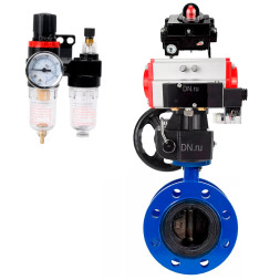 Затвор дисковый поворотный WBV1331E-2W-F-H Ду200 Ру16 фланцевый, чугун GGG40/нержавеющая сталь 304, EPDM, с пневмоприводом PA-DA-140, пневмораспределителем 4M310-08 AC220V, БКВ APL-410N EX, ручным дублером MON4-1200-T54-ISO и БПВ AFC2000