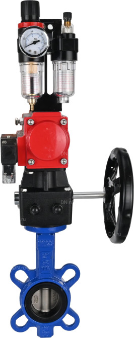 Затвор дисковый поворотный WBV1132N-2W-Fb-H Ду200 Ру16, корпус - чугун GG25, диск - нержавеющая сталь 316L, уплотнение - NBR, с пневмоприводом PA-DA-130, пневмораспределителем 4M310-08 AC220V, ручным дублером MON3-700-T38-ISO, БПВ AFC2000 в Омске