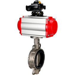 Затвор дисковый поворотный WBV3131N-2W-Fb-H Ду200 Ру16, корпус - нержавеющая сталь 304, диск - нержавеющая сталь 304, уплотнение - NBR, с пневмоприводом PA-DA-140 и БКВ APL-210N