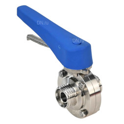 Затвор дисковый поворотный WBV3131E-2W-T-H Ду15 Ру10 резьбовой, пищевая нержавеющая сталь 304, уплотнение – EPDM, с рукояткой