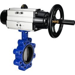 Затвор дисковый поворотный WBV1631E-2W-Fb-H Ду125 Ру16 LUG корпус - чугун QT450, диск - нержавеющая сталь 304, уплотнение - EPDM, с пневмоприводом PA-DA-105-1