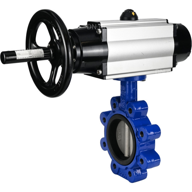 Затвор дисковый поворотный WBV1631E-2W-Fb-H Ду125 Ру16 LUG корпус - чугун QT450, диск - нержавеющая сталь 304, уплотнение - EPDM, с пневмоприводом PA-DA-105-1 в Омске