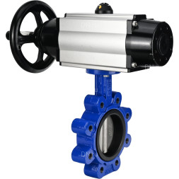 Затвор дисковый поворотный WBV1631E-2W-Fb-H Ду125 Ру16 LUG корпус - чугун QT450, диск - нержавеющая сталь 304, уплотнение - EPDM, с пневмоприводом PA-DA-105-1