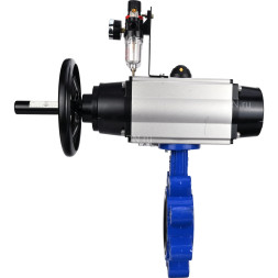 Затвор дисковый поворотный WBV1616E-2W-Fb-H Ду125 Ру16 LUG корпус - чугун QT450, диск - чугун QT450, уплотнение - EPDM, с пневмоприводом PA-DA-105-1, пневмораспределителем 4M310-08 AC220V и БПВ AFC2000