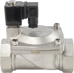 Клапан электромагнитный VS431-NT-NC-24VDC 2″ Ду50 Ру16, соленоидный двухходовой, корпус - нержавеющая сталь 304, уплотнение - NBR, резьбовой, нормально-закрытый, пилотный, катушка - 24В