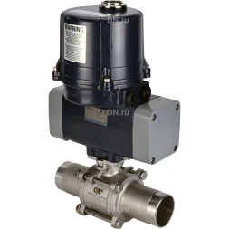 Кран шаровой BV3232P(3pc)-FP-W-ISO-H LONG Ду125 Ру16 полнопроходной, под приварку, корпус - нержавеющая сталь SS316, уплотнение - PTFE, с электроприводом четвертьоборотным QTSA-N-030EM-O0-220VAC с пружинным возвратом