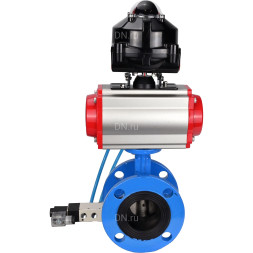 Затвор дисковый поворотный WBV1313E-2W-F-H Ду200 Ру16 фланцевый, корпус - чугун GGG40, диск - чугун GGG40, уплотнение - EPDM, с пневмоприводом PA-DA-140, пневмораспределителем 4V320-10 AC220V и БКВ APL-510N EX
