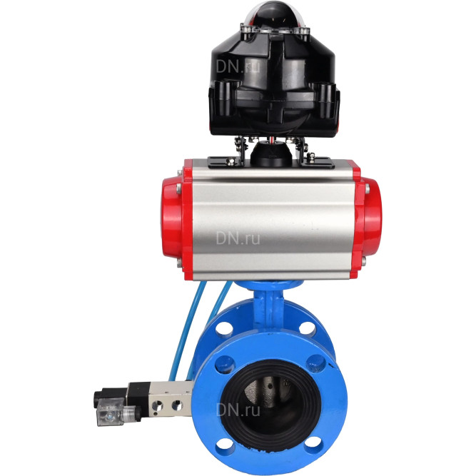 Затвор дисковый поворотный WBV1313E-2W-F-H Ду200 Ру16 фланцевый, корпус - чугун GGG40, диск - чугун GGG40, уплотнение - EPDM, с пневмоприводом PA-DA-140, пневмораспределителем 4V320-10 AC220V и БКВ APL-510N EX в Омске