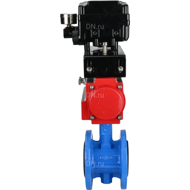 Затвор дисковый поворотный WBV1313E-2W-F-H Ду65 Ру16 фланцевый, корпус - чугун GGG40, диск - чугун GGG40, уплотнение - EPDM, с пневмоприводом PA-DA-105 и позиционером YT-1000RSN без обратной связи в Омске