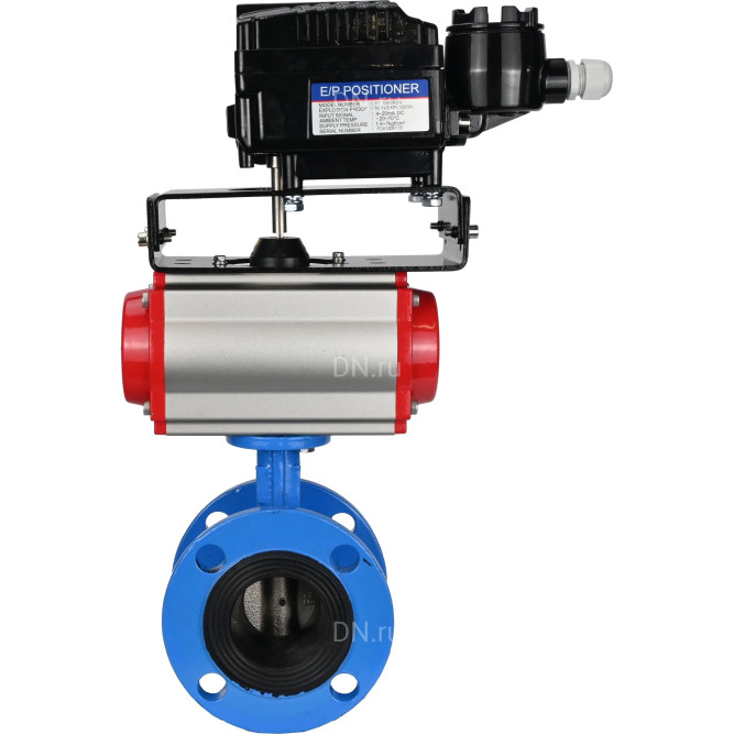 Затвор дисковый поворотный WBV1313E-2W-F-H Ду65 Ру16 фланцевый, корпус - чугун GGG40, диск - чугун GGG40, уплотнение - EPDM, с пневмоприводом PA-DA-105 и позиционером YT-1000RSN без обратной связи в Омске