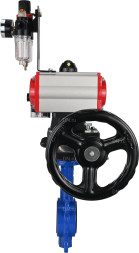 Затвор дисковый поворотный WBV1132N-2W-Fb-H Ду250 Ру16, корпус - чугун GG25, диск - нержавеющая сталь 316L, уплотнение - NBR, с пневмоприводом PA-DA-140, пневмораспределителем 4M310-08 AC220V, ручным дублером MON4-1200-T54-ISO, БПВ AFC2000