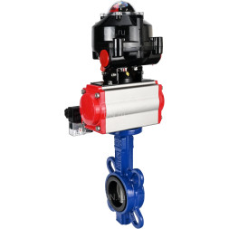 Затвор дисковый поворотный WBV1432E-2W-Fb-H Ду150 Ру16, корпус - чугун GGG50, диск - нержавеющая сталь 316L, уплотнение - EPDM, с пневмоприводом PA-DA-105 двойного действия, пневмораспределителем 4M310-08 DC24V, БКВ APL-510N-EX
