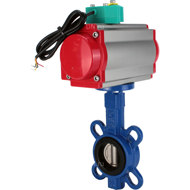 Затвор дисковый поворотный WBV1132N-2W-Fb-H Ду80 Ру16 корпус - чугун GG25, диск - нержавеющая сталь 316L, уплотнение - NBR, с пневмоприводом PA-DA-083 и магнитным переключателем ALS200D в Омске