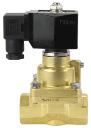 Клапан электромагнитный VS1000-PT-NC-24VDC 1″ Ду25 Ру16 соленоидный двухходовой поршневой, резьбовой, корпус - латунь, уплотнение - PTFE, пилотного действия, нормально закрытый, катушка - 24В DC