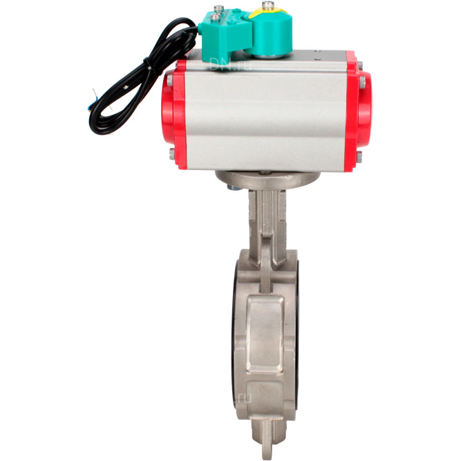 Затвор дисковый поворотный WBV3232E-2W-Fb-H Ду125 Ру16 корпус - нержавеющая сталь 316L, диск - нержавеющая сталь 316L, уплотнение - EPDM, с пневмоприводом PA-DA-105 и магнитным переключателем ALS200D в Омске