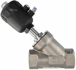 Клапан отсечной пневматический VSP3241P-T-1PNC Ду65 Ру25, корпус - нержавеющая сталь SS316, резьбовой, Y-образный, корпус привода - пластик