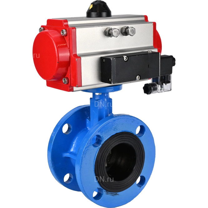 Затвор дисковый поворотный WBV1313E-2W-F-H Ду65 Ру16 фланцевый, корпус - чугун GGG40, диск - чугун GGG40, уплотнение - EPDM, с пневмоприводом PA-DA-105 и пневмораспределителем 4M310-08 DC24V в Омске