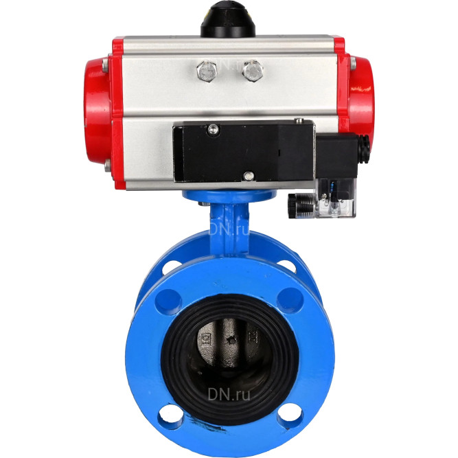 Затвор дисковый поворотный WBV1313E-2W-F-H Ду65 Ру16 фланцевый, корпус - чугун GGG40, диск - чугун GGG40, уплотнение - EPDM, с пневмоприводом PA-DA-105 и пневмораспределителем 4M310-08 DC24V в Омске