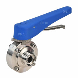 Затвор дисковый поворотный WBV3131E-2W-T-H Ду25 Ру10 резьбовой, пищевая нержавеющая сталь 304, уплотнение – EPDM, с рукояткой