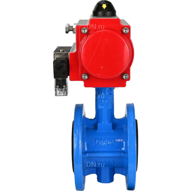 Затвор дисковый поворотный WBV1313E-2W-F-H Ду80 Ру16 фланцевый, корпус - чугун GGG40, диск - чугун GGG40, уплотнение - EPDM, с пневмоприводом PA-DA-105 и пневмораспределителем 4M310-08 DC24V в Омске