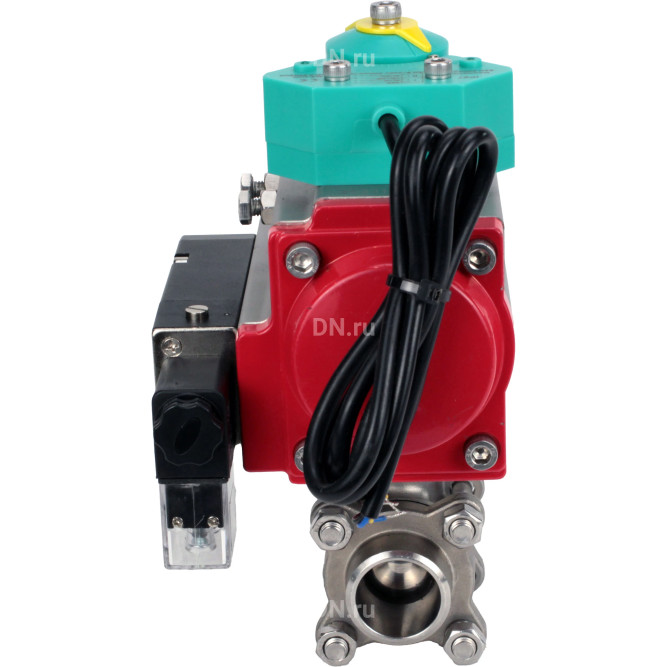 Кран шаровой BV3232P(3pc)-FP-W-ISO-H Ду80 Ру25 полнопроходной, корпус - нержавеющая сталь 316, уплотнение - PTFE, под приварку, с пневмоприводом PA-DA-105, пневмораспределителем 4M310-08 DC24V и магнитным переключателем ALS200D в Омске