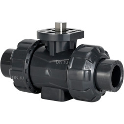 Кран шаровой BV4242E-FP-GRM-ISO Дн20 Ру10 полнопроходной, клеевой с разборным муфтовым соединением, корпус - UPVC (НПВХ), шар - UPVC (НПВХ), уплотнение - EPDM, с ISO-фланцем и голым штоком квадратным