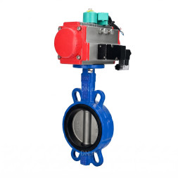 Затвор дисковый поворотный WBV1432N-2W-Fb-H Ду80 Ру16 корпус - чугун GGG50, диск - нержавеющая сталь 316L, уплотнение - NBR, с пневмоприводом PA-SA-105, пневмораспределителем 4M310-08 DC24V и магнитным переключателем ALS200D