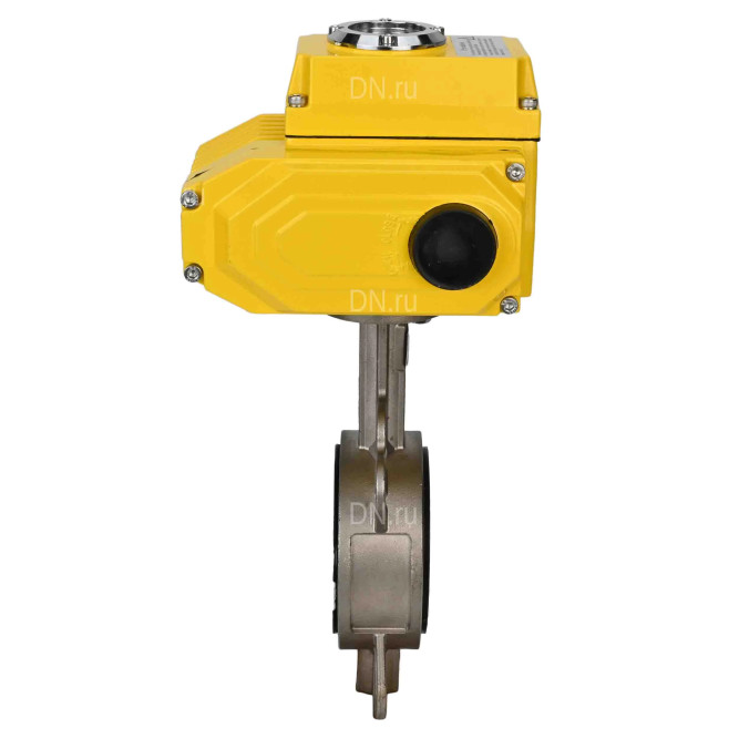 Затвор дисковый поворотный WBV3232P-2W-Fb-H Ду250 Ру16, корпус - нержавеющая сталь 316L, диск - нержавеющая сталь 316L, уплотнение - PTFE, с электроприводом QT-N-060EM-O1-24VDC-У1 24В в Омске