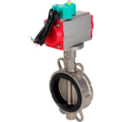 Затвор дисковый поворотный WBV3232E-2W-Fb-H Ду40 Ру16 корпус - нержавеющая сталь 316L, диск - нержавеющая сталь 316L, уплотнение - EPDM, с пневмоприводом PA-DA-052 и магнитным переключателем ALS200D