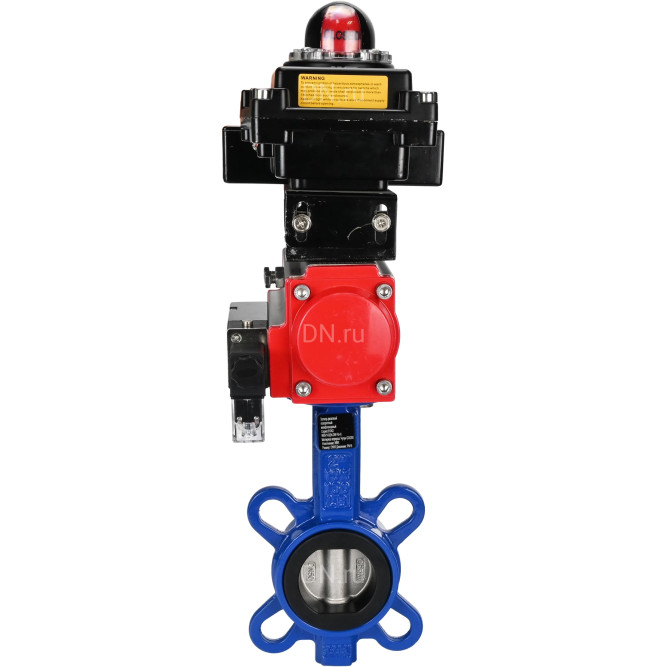 Затвор дисковый поворотный WBV1432N-2W-Fb-H Ду200 Ру16, корпус - чугун GGG50, диск - нержавеющая сталь 316L, уплотнение - NBR, с пневмоприводом PA-DA-130 двойного действия, пневмораспределителем 4M310-08 DC24V, БКВ APL-410N EX в Омске