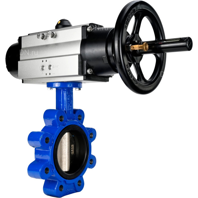 Затвор дисковый поворотный WBV1616E-2W-Fb-H Ду125 Ру16 LUG корпус - чугун QT450, диск - чугун QT450, уплотнение - EPDM, с пневмоприводом PA-DA-105-1 в Омске