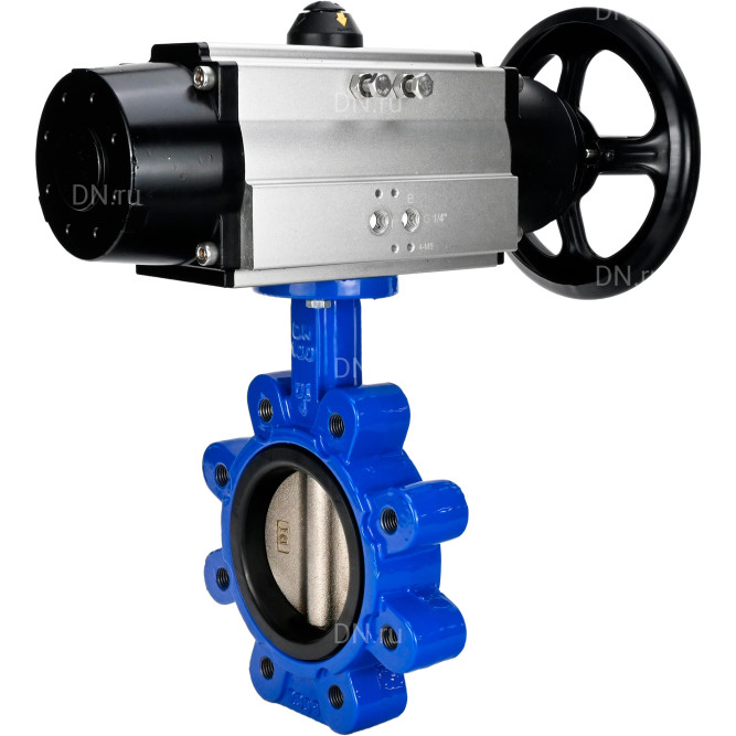 Затвор дисковый поворотный WBV1616E-2W-Fb-H Ду125 Ру16 LUG корпус - чугун QT450, диск - чугун QT450, уплотнение - EPDM, с пневмоприводом PA-DA-105-1 в Омске