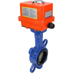Затвор дисковый поворотный WBV1432E-2W-Fb-H Ду40 Ру16, корпус - чугун GGG50, диск - нержавеющая сталь 316L, уплотнение - EPDM, с электроприводом QT-N-003EM-O1-220VAC-У1 MINI 220В