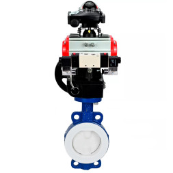 Затвор дисковый поворотный WBV3434Pf-2W-Fb-R Ду150 Ру16 корпус - углеродистая сталь WCB, диск - углеродистая сталь WCB, футерованный PTFE, уплотнение - PTFE, с PA-DA-105, пневмораспределителем 4V320-10 AC220V, БКВ APL-210N и MON3-700-T38-ISO