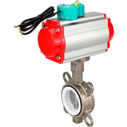 Затвор дисковый поворотный WBV3131P-2W-Fb-H Ду50 Ру16 корпус - нержавеющая сталь 304, диск - нержавеющая сталь 304, уплотнение - PTFE, с пневмоприводом PA-DA-065 и магнитным переключателем ALS200D