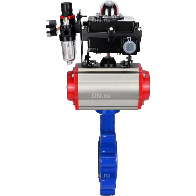 Затвор дисковый поворотный WBV1631E-2W-Fb-H Ду125 Ру16 LUG корпус - чугун QT450, диск - нержавеющая сталь 304, уплотнение - EPDM, с пневмоприводом PA-DA-105, пневмораспределителем 4M310-08 DC24V, БКВ APL-410N EX и БПВ AFC2000 в Омске