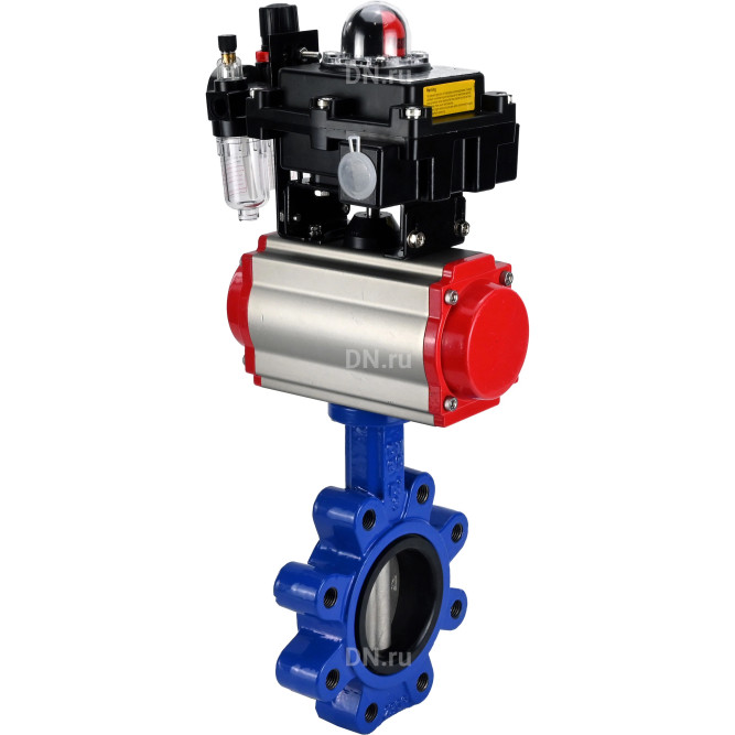 Затвор дисковый поворотный WBV1631E-2W-Fb-H Ду125 Ру16 LUG корпус - чугун QT450, диск - нержавеющая сталь 304, уплотнение - EPDM, с пневмоприводом PA-DA-105, пневмораспределителем 4M310-08 DC24V, БКВ APL-410N EX и БПВ AFC2000 в Омске