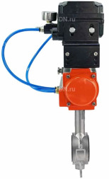 Затвор дисковый поворотный WBV3232V-2W-Fb-H Ду50 Ру16, корпус - нержавеющая сталь 316L, диск - нержавеющая сталь 316L, уплотнение - Viton, с пневмоприводом PA-DA-065 и с электропневматическим поворотным позиционером YT-1000RSN без обратной связи