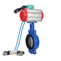 Затвор дисковый поворотный WBV1432N-2W-Fb-H Ду50 Ру16 корпус - чугун GGG50, диск - нержавеющая сталь 316L, уплотнение - NBR, с пневмоприводом PA-SA-083, пневмораспределителем 4V320-08 AC220V и магнитным переключателем ALS200D